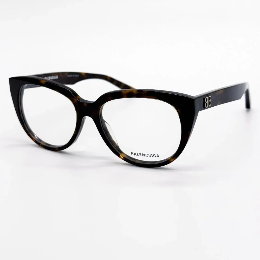 NEW BALENCIAGA EYEGLASSES BB0131O 005 ROUND OVAL DARK HAVANA WOMEN EYEWEAR BALEN